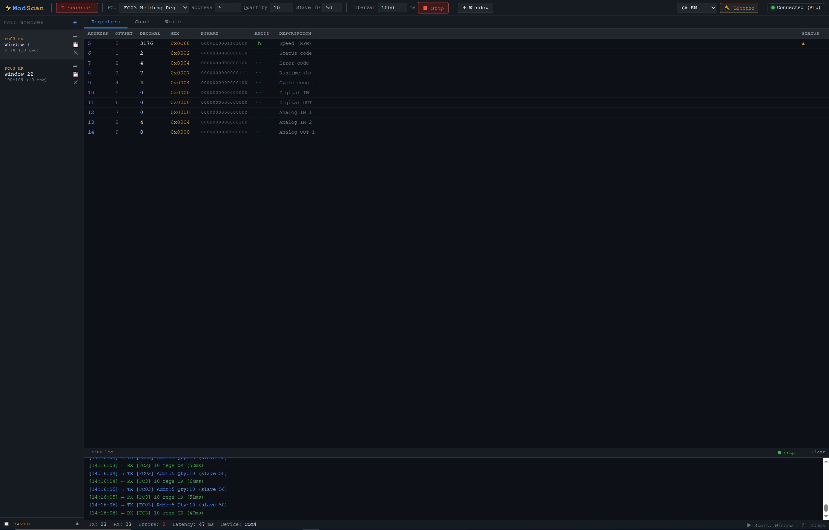 ModbusManager screenshot